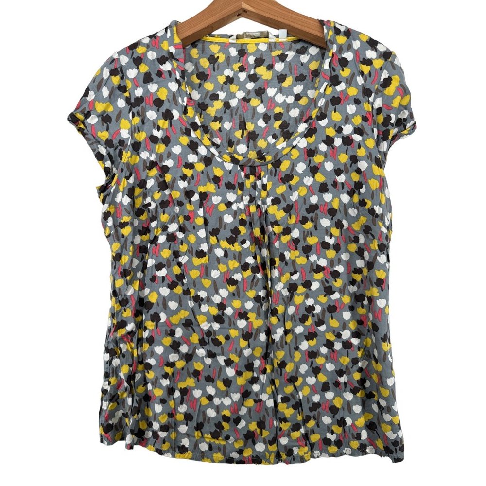 Boden Womens Blouse Ditsy Floral CottageCore Spring Easter Sz 10 SS Silk/Viscose